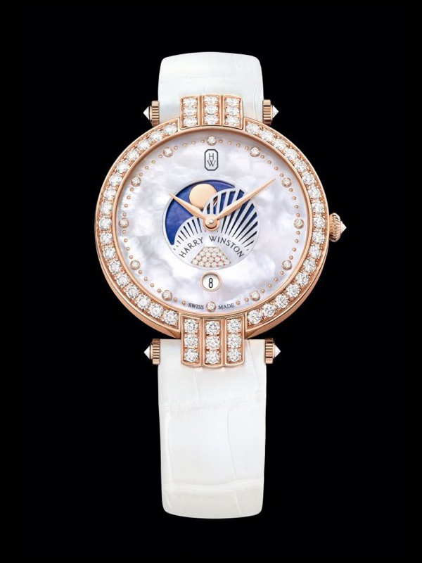 Rose Gold Copy Harry Winston Premier 36MM Moon Phases Watches Presented To Elegant Women