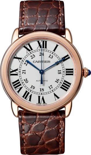 36MM Ronde Solo De Cartier Fake Watches With Brown Alligator Straps Of Round Scales