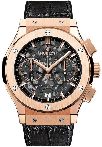 45MM Hublot Classic Fusion Knockoff Watches With Black Leather And Rubber Straps For Cheap Sale